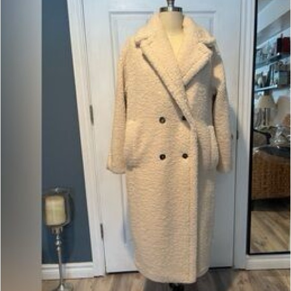 Zara Faux Fur Fleece Coat Size S - Picture 5 of 12